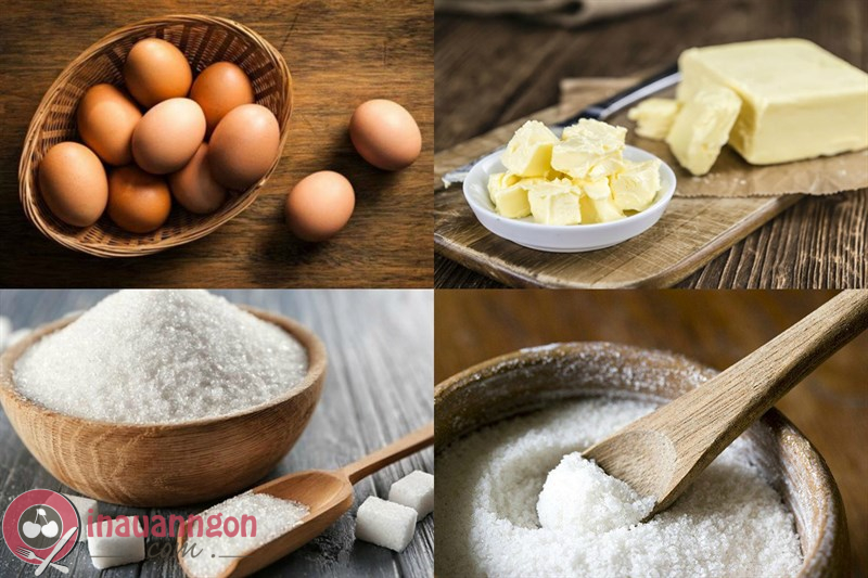 Nguyên liệu chuẩn bị cho món trứng chiên bọt biển