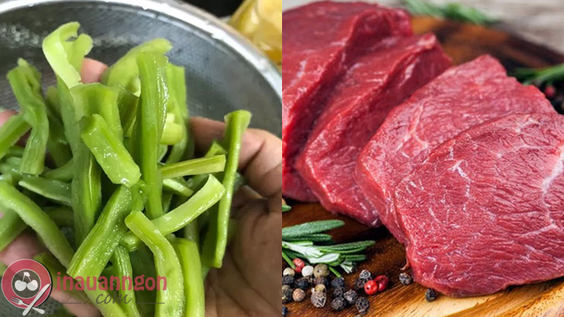 Những nguyên liệu cần chuẩn bị để chế biến món rau tiến vua xào thịt lợn