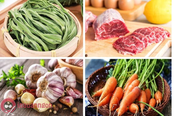 Nguyên liệu chế biến món rau tiến vua xào thịt bò