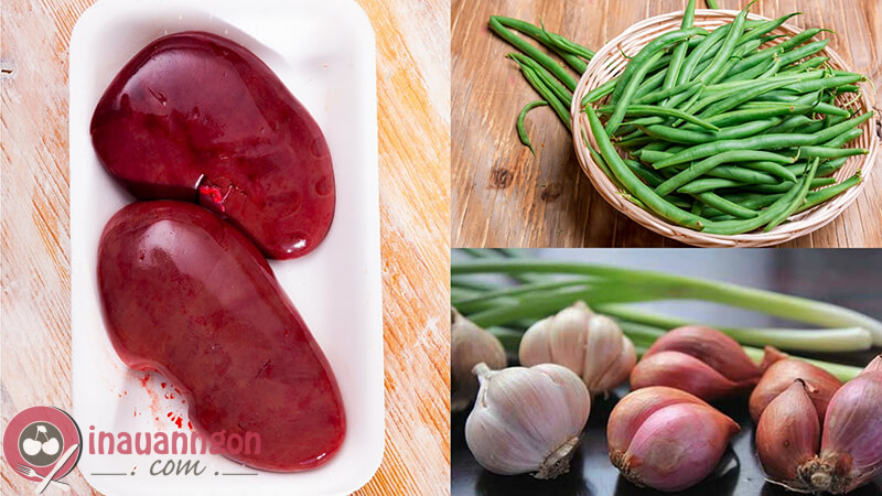 Nguyên liệu cần chuẩn bị để thực hiện cật, lòng heo xào đậu que