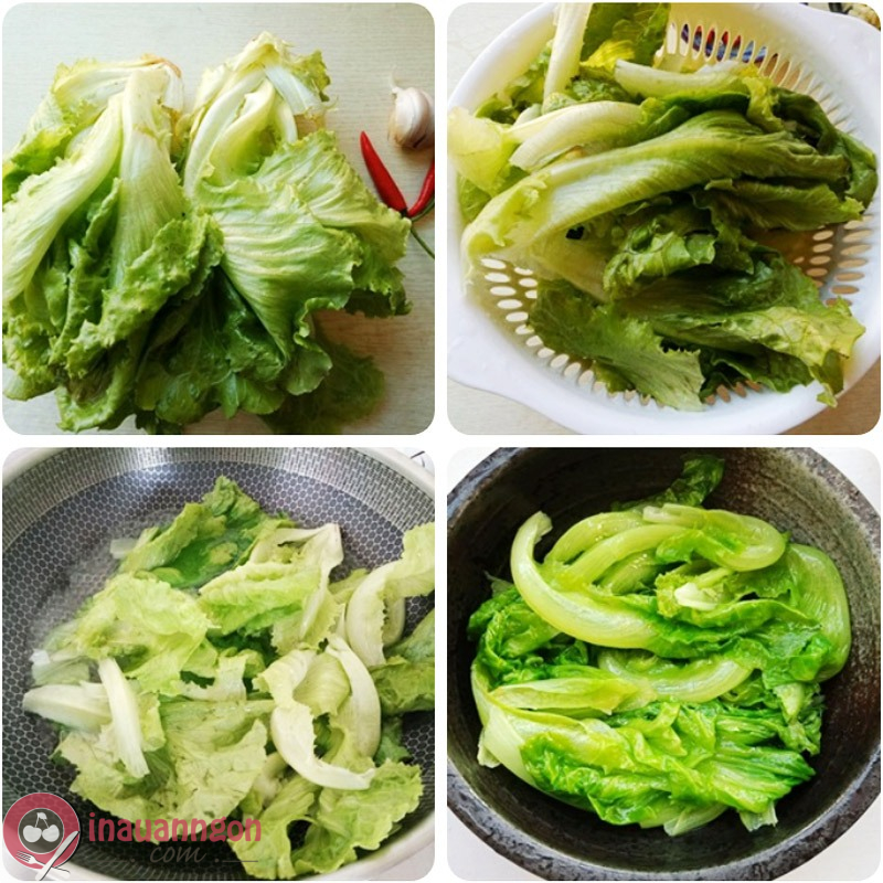 Xà lách tách riêng từng lá rồi rửa sạch